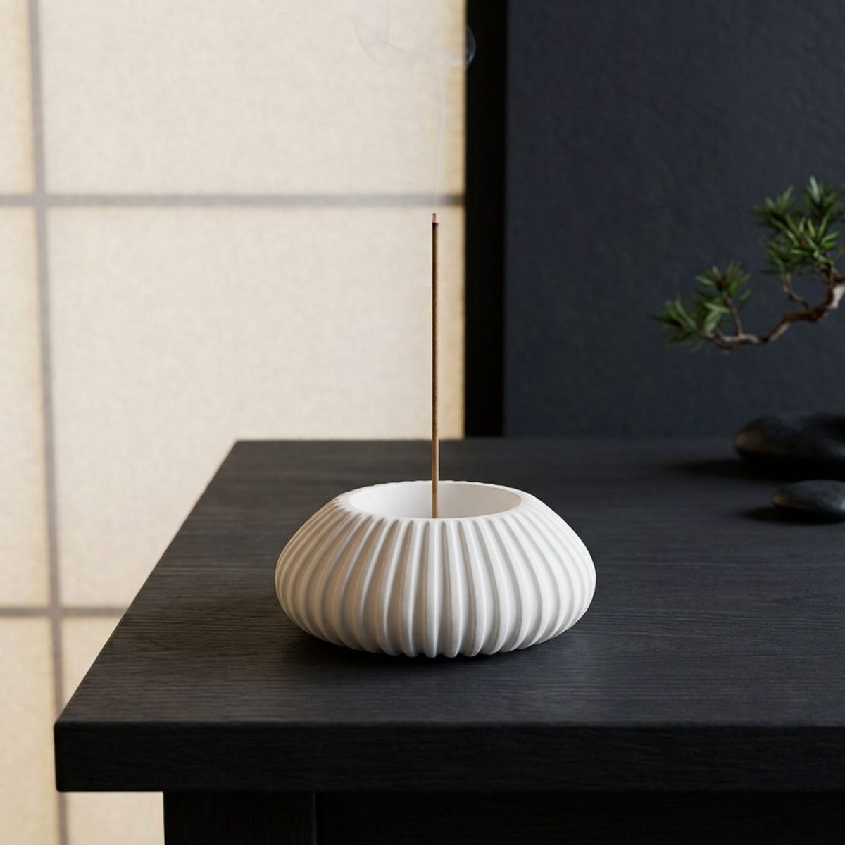 Fluted Ceramic-Resin Incense Burner Holder: Handmade Minimalist Home Decor, Personalized Gift, Custom home gift, Birthday gift, Mom Gift 
