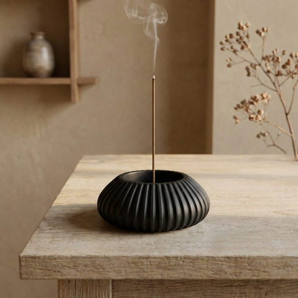 Fluted Ceramic-Resin Incense Holder: Handmade Minimalist Home Decor, Personalized Gift, Custom home gift, Birthday gift, Mom Gift