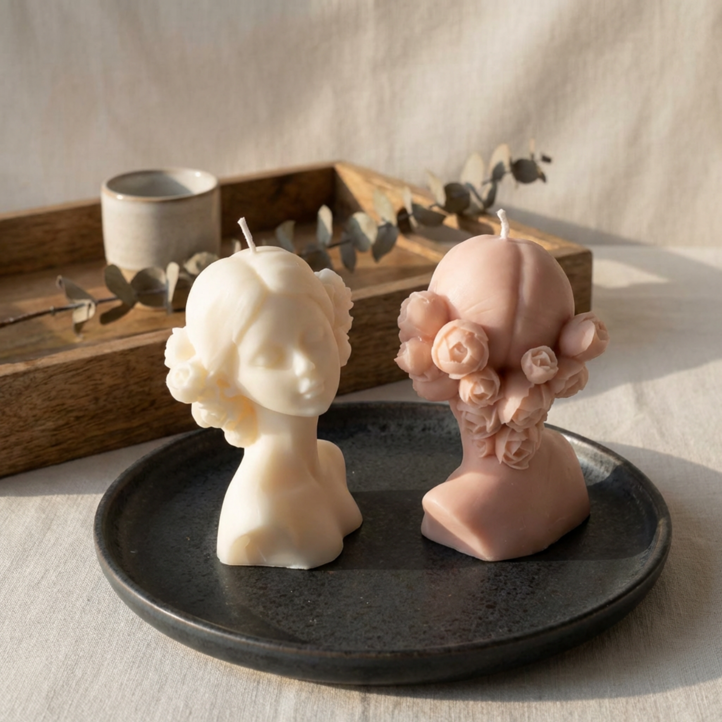 Lady Flowers Soy Wax Votive Candle - Handmade Floral Scul
