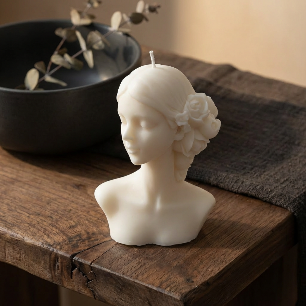 Lady Flowers Soy Wax Votive Candle - Handmade Floral Scul — unlit display