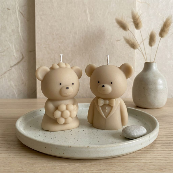 Bear Shaped Soy Wax Candle Favors — Baby Shower & Wedding Gifts, Handmade by Votive Candle Co