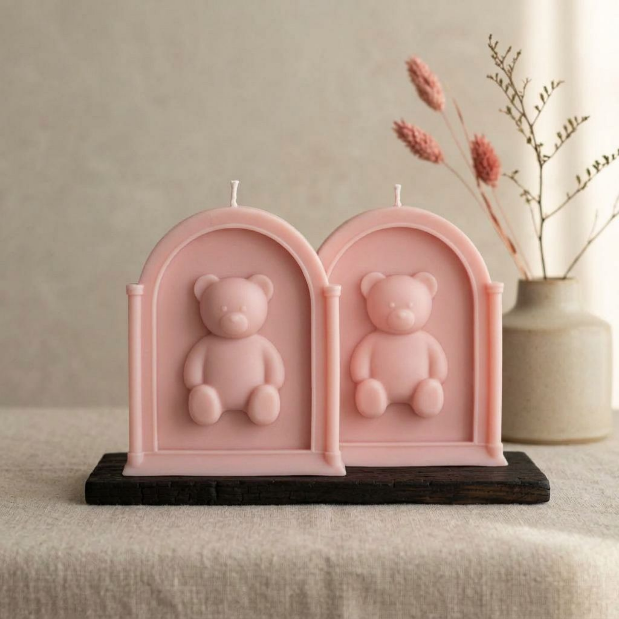 Teddy Bear Sculptural Soy Wax Candle — Vegan Nursery Decor, Baby Shower Gift, Aesthetic Home Decor