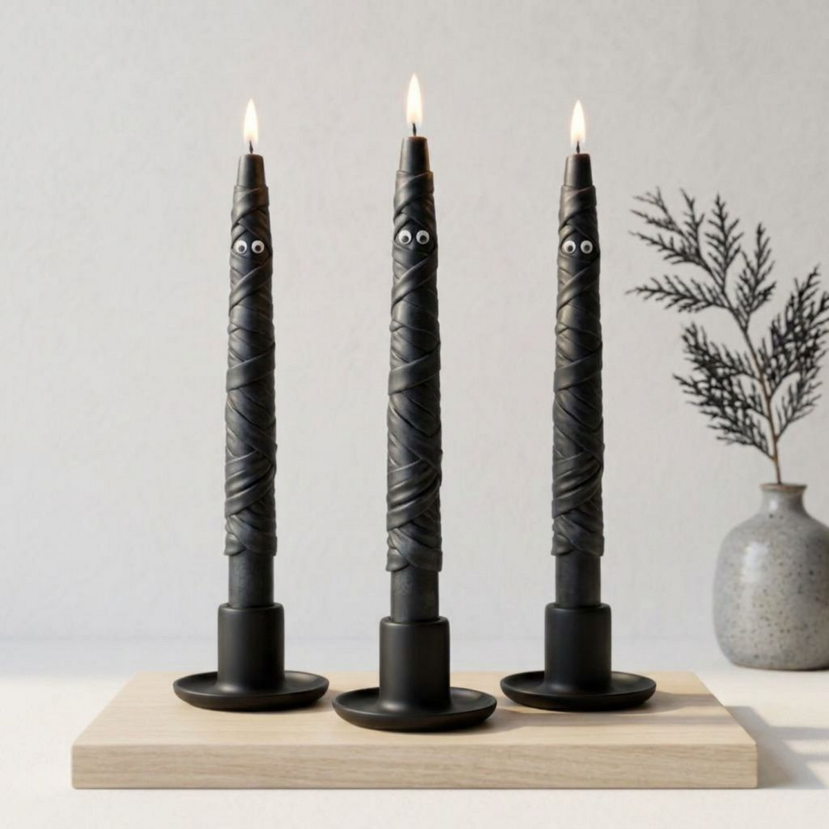Mummy Taper Candle — Halloween Sculptural Soy Wax Candle, Spooky Home Decor & Halloween Gift