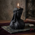 Black Gothic Veiled Woman Soy Wax Candle — Sculptural Halloween Decor, Dark Aesthetic & Altar Candle