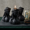 Black Gothic Veiled Woman Soy Wax Candle — Sculptural Halloween Decor, Dark Aesthetic & Altar Candle