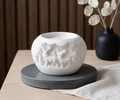 Reindeer Soy Wax Candle Jar — Eco Resin Sculptural Christmas Decor, Reusable Jar