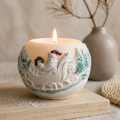 Santa Sleigh Soy Wax Candle Jar — Eco Resin Sculptural Christmas Decor, Hand-Painted Option