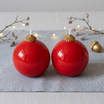 Set of 2 Christmas Glass Ball Candles — Sculptural Soy Wax Ornament Decor
