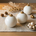 Set of 2 Christmas Glass Ball Candles — Sculptural Soy Wax Ornament Decor