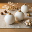 Set of 2 Christmas Glass Ball Candles — Sculptural Soy Wax Ornament Decor