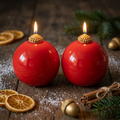 Set of 2 Christmas Glass Ball Candles — Sculptural Soy Wax Ornament Decor