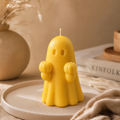 Small ghost candle with pumpkins for Halloween table decor