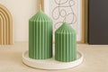 Elegant Cylindrical Pillar Knot Ribbed Candle Set of 2 soy wax candle — detail view