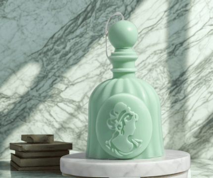 Vintage perfume candle – sculptural soy wax design for romantic feminine decor.