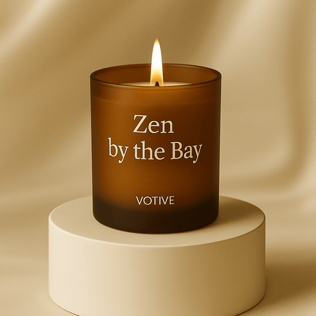 Zen by the Bay soy candle with mandarin, neroli, lavender and amber pet safe handcrafted candle made in Florida – lavender amber herbal blend

