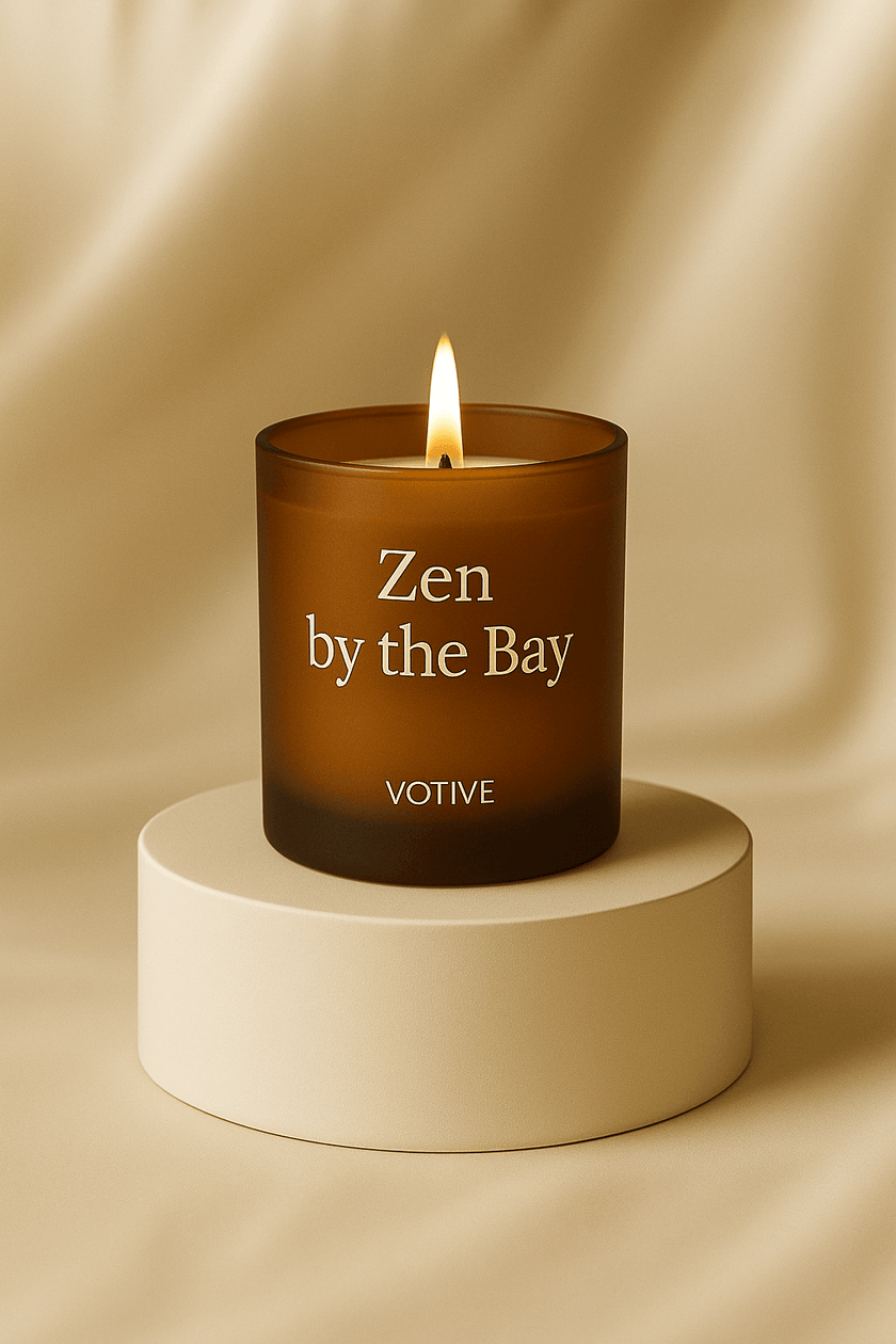 Zen by the Bay soy candle with mandarin, neroli, lavender and amber pet safe handcrafted candle made in Florida – lavender amber herbal blend

