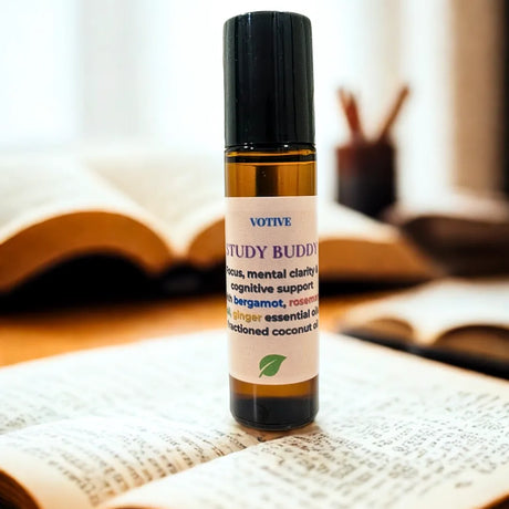 Vegan and non-GMO aromatherapy roll-ons for concentration and focus