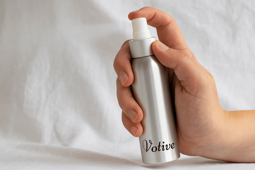 Refreshing fabric spray with essential oils – removes musty smells from fabrics in Florida’s warm weather.