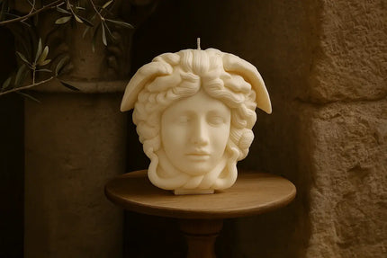 Elegant handcrafted Medusa head candle for home styling
