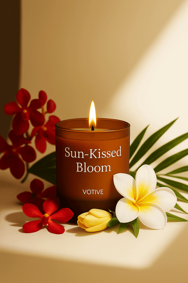 hand-poured summer scented candle with coconut papaya blend

