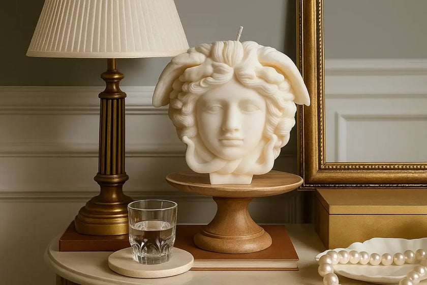 Sculptural Medusa candle made from natural soy wax