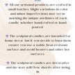 Text describing artisinal products, candles, and usage instructions on a white background.