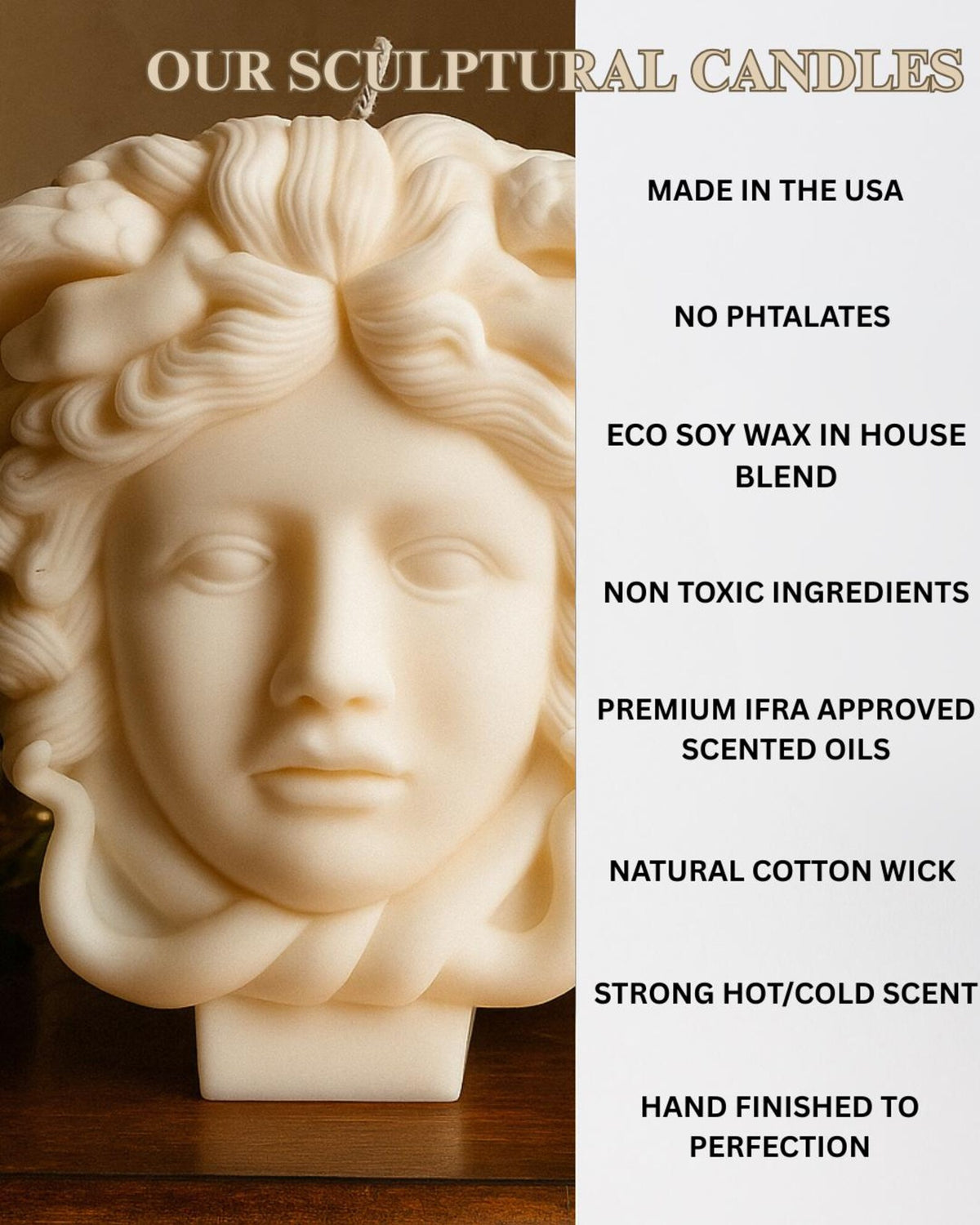 Tall Ribbed Soy Pillar Candle: Hand-Poured Sculptural Home Decor Unscented