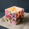 Natural Candle Holder with Dried Flowers soy wax candle — detail view