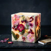 Natural Candle Holder with Dried Flowers soy wax candle — side view