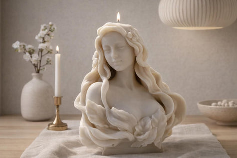 Greek Goddess Bust Candle – Sculptural Soy Wax Statue Candle