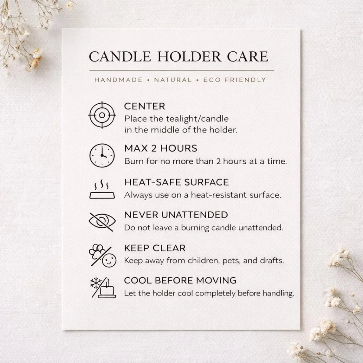 Natural Candle Holder with Dried Flowers soy wax candle — packaging