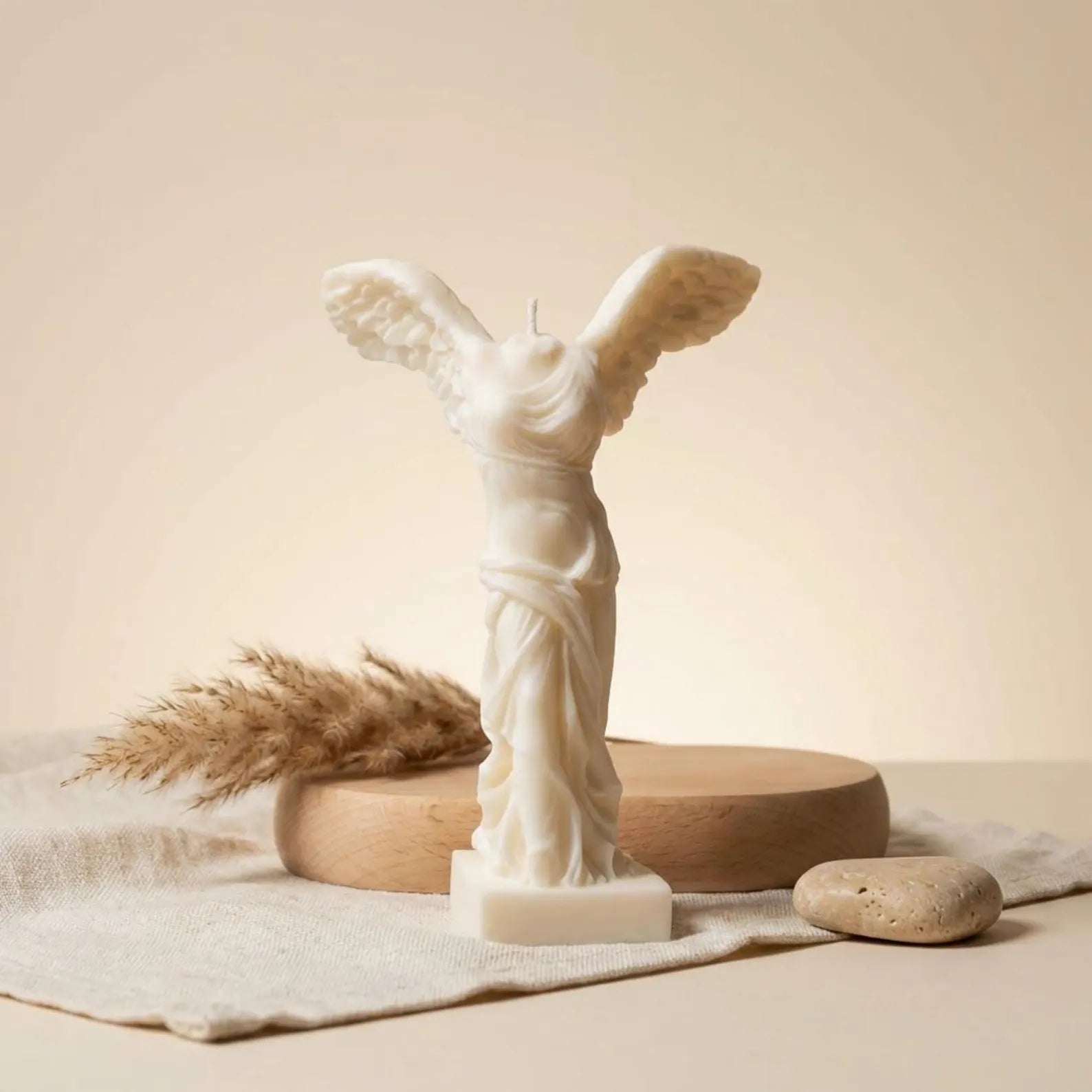 Winged Victory Soy Wax Decorative Candle - A Gift for Art — lit candle