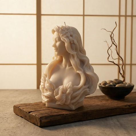 Greek Goddess Bust Candle – Sculptural Soy Wax Statue Candle
