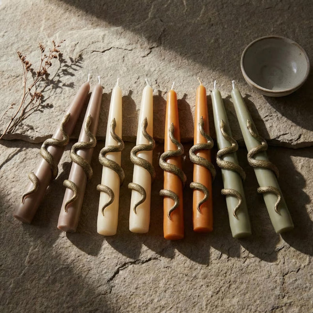 Snake Taper Candle, Sculptural Dinner Candles, Luxury Table Decor, Modern Statement Candles, Handmade Soy Wax Candle, Housewarming Gift