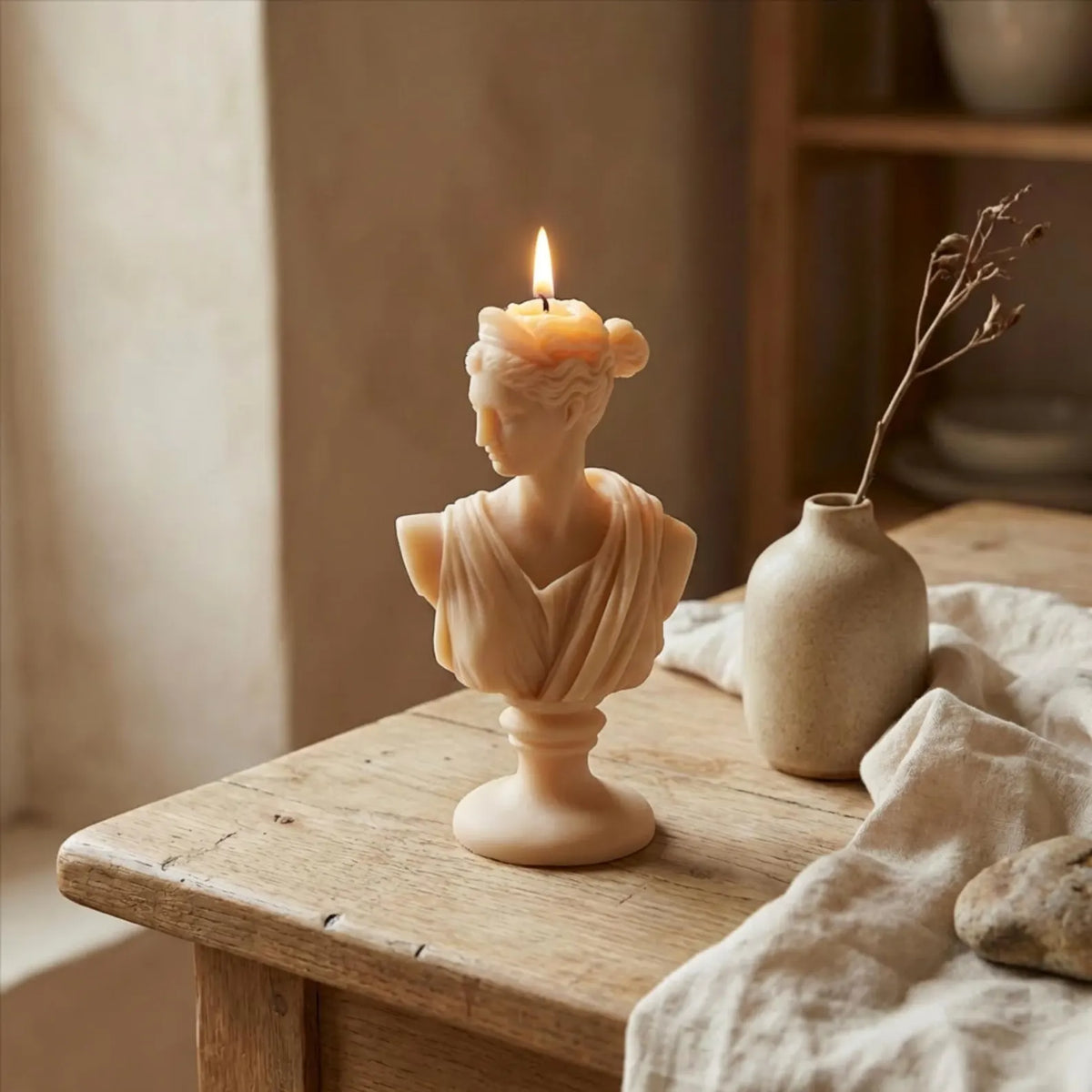 Artemis Bust Candle – Greek Statue Soy Wax Sculpture Candle