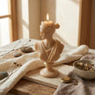 Artemis Bust Candle – Greek Statue Soy Wax Sculpture Candle — lit candle