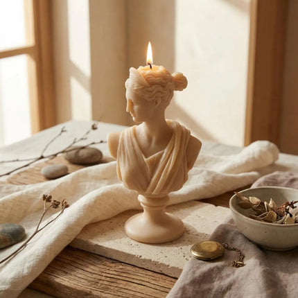 Artemis Bust Candle – Greek Statue Soy Wax Sculpture Candle