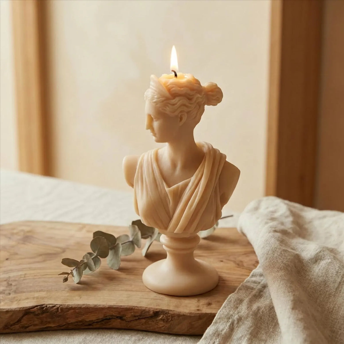 Artemis Bust Candle – Greek Statue Soy Wax Sculpture Candle — side view