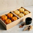 Pumpkin Soy Wax Candle Gift Set in Wooden Box — Fall Autumn Decor, Thanksgiving & Housewarming Gift