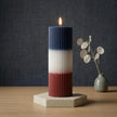 4th of July Soy Wax Pillar Candle — Red White Blue Patriotic Ribbed Candle, Independence Day Decor