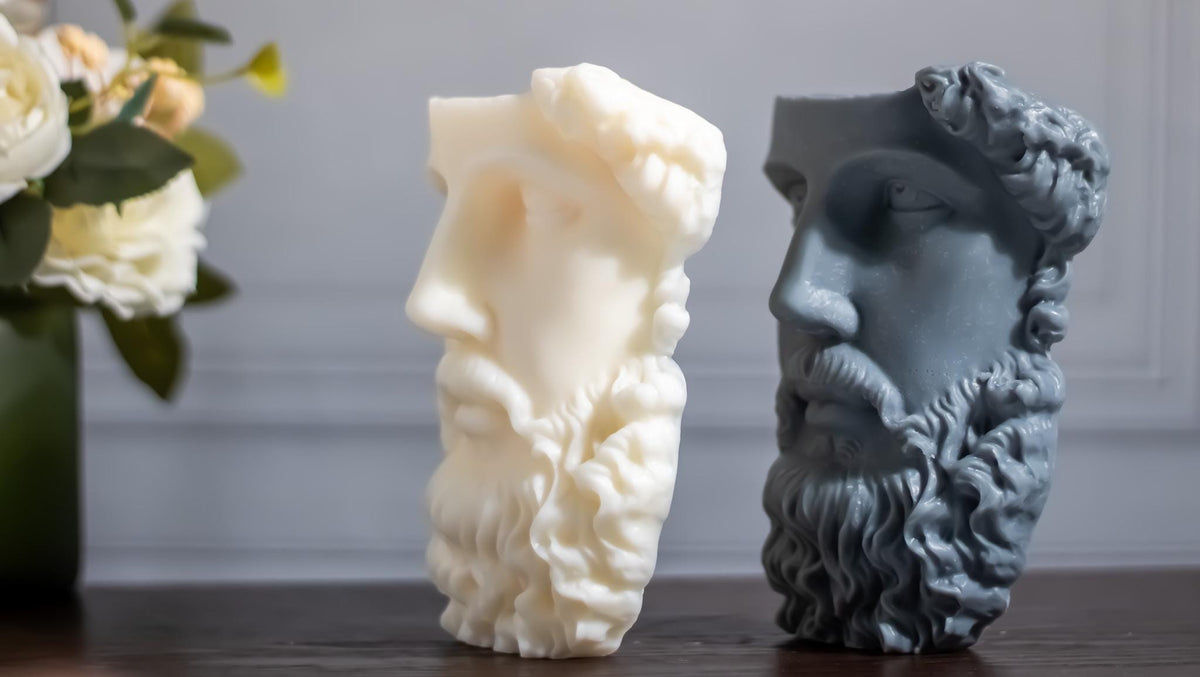 Half Head Zeus Sculptural Candle - Greek Inspired Decoration