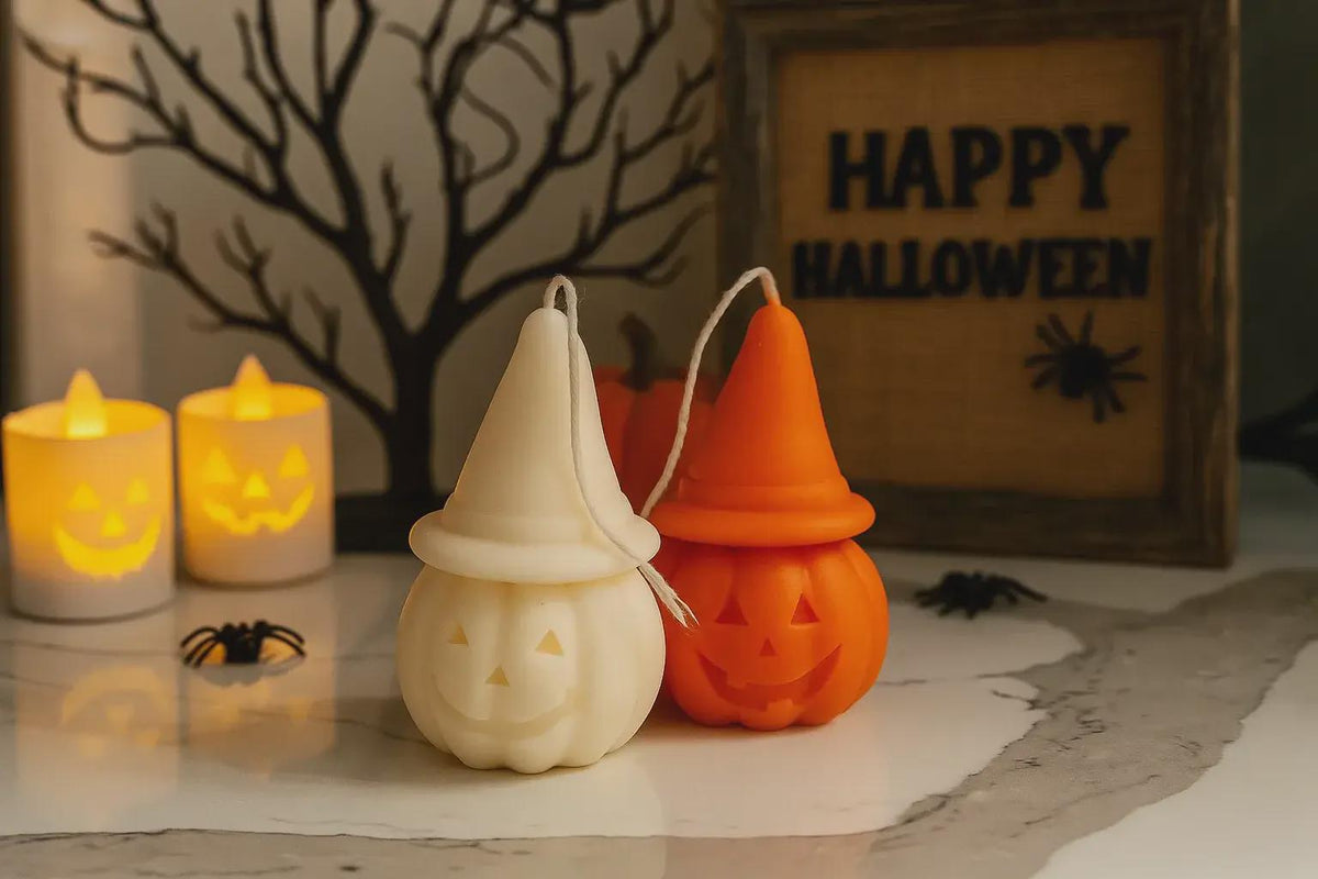 Halloween Pumpkin Hat Soy Candle - Hand-Poured Home Decor