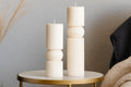 Oversized Ribbed Pillar Two Sculptural Candle Set