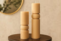 Oversized Ribbed Pillar Two Sculptural Candle Set
