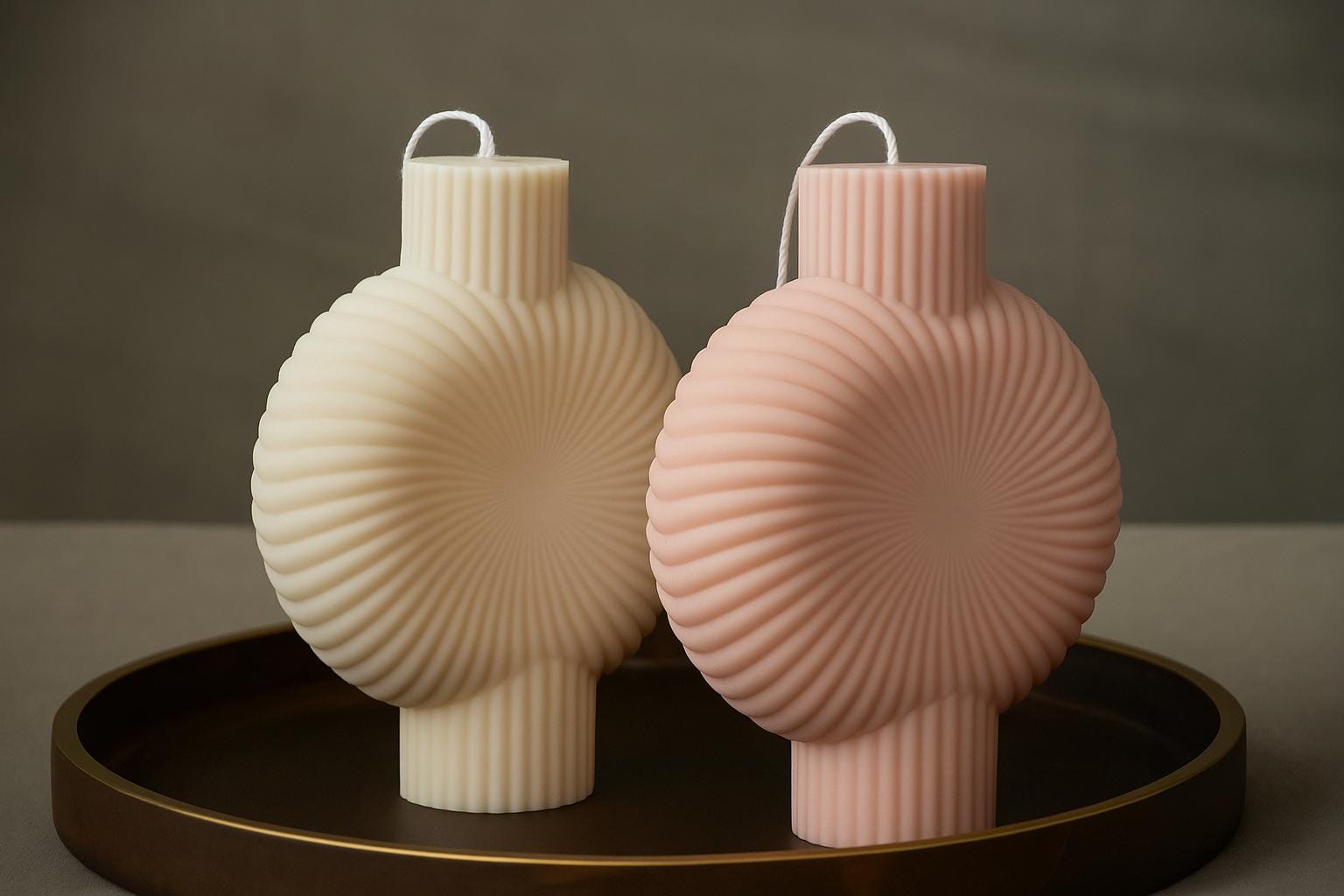 Round Ribbed Pillar Candle