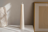 Minimalist Ribbed Pillar Candle – Handmade Soy Wax Sculptural Decor