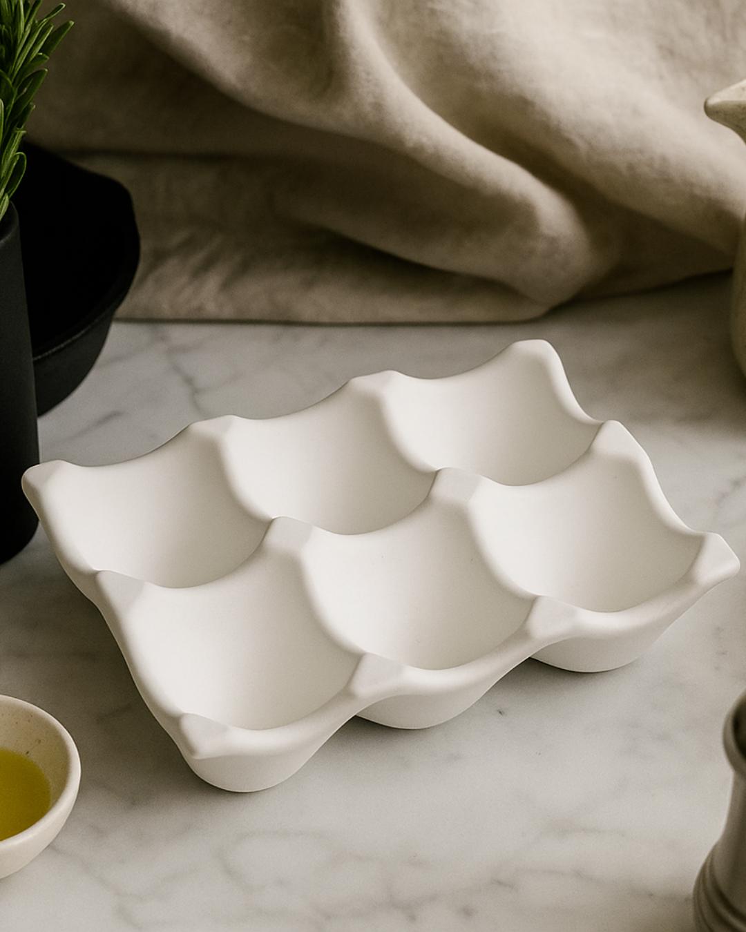 Egg Holder Handmade Stone-Look Ceramic Resin,  Farmhouse Kitchen Decor