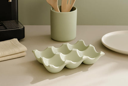 Ceramic Egg Holder Tray – Farmhouse Kitchen Decor Organizer
