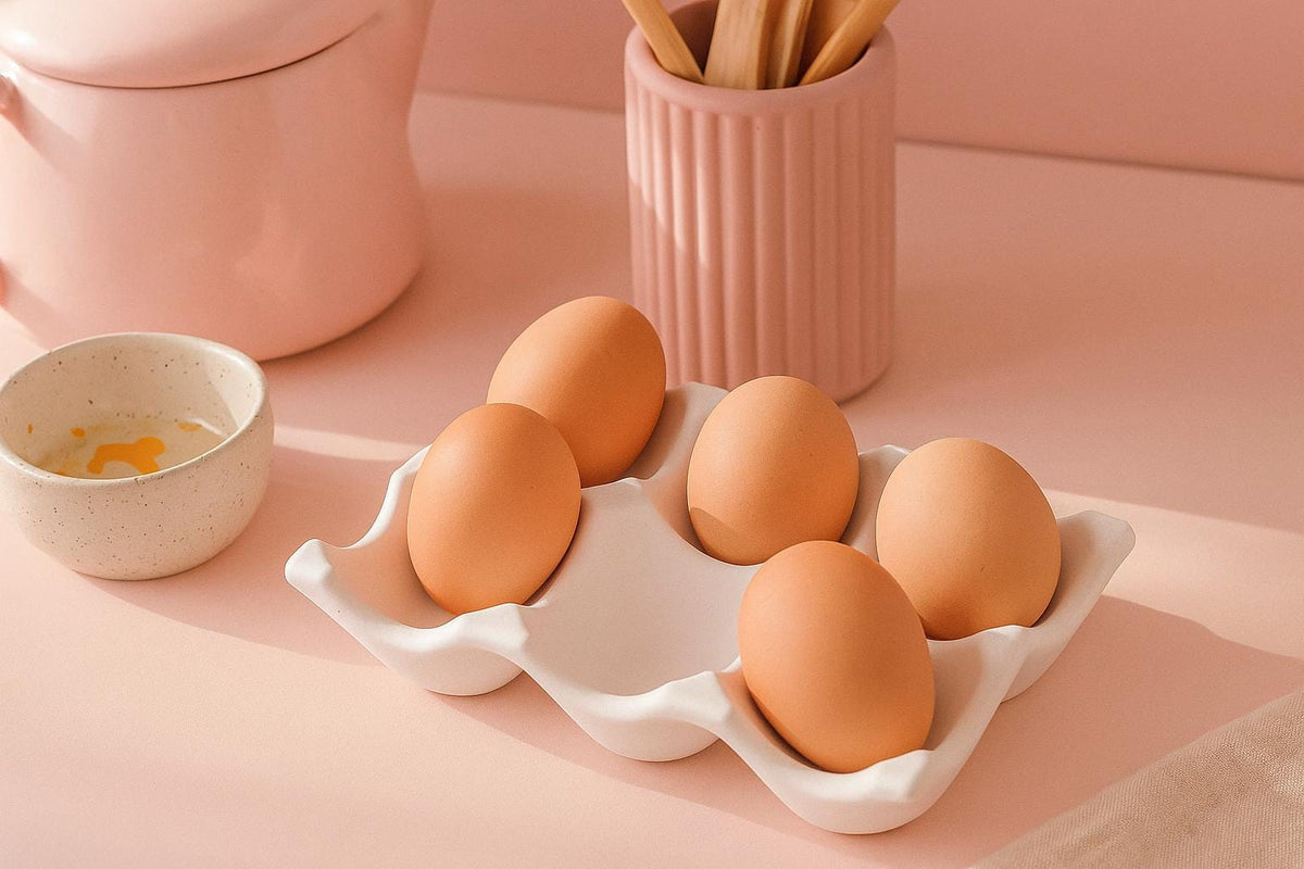 Ceramic Egg Holder Tray – Farmhouse Kitchen Decor Organizer