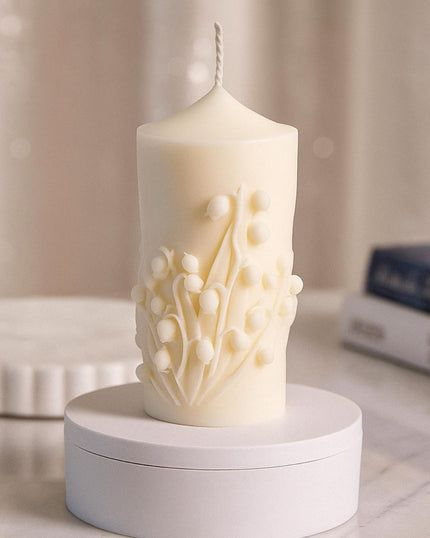 Flower Pillar Candle – Handmade Botanical Soy Wax